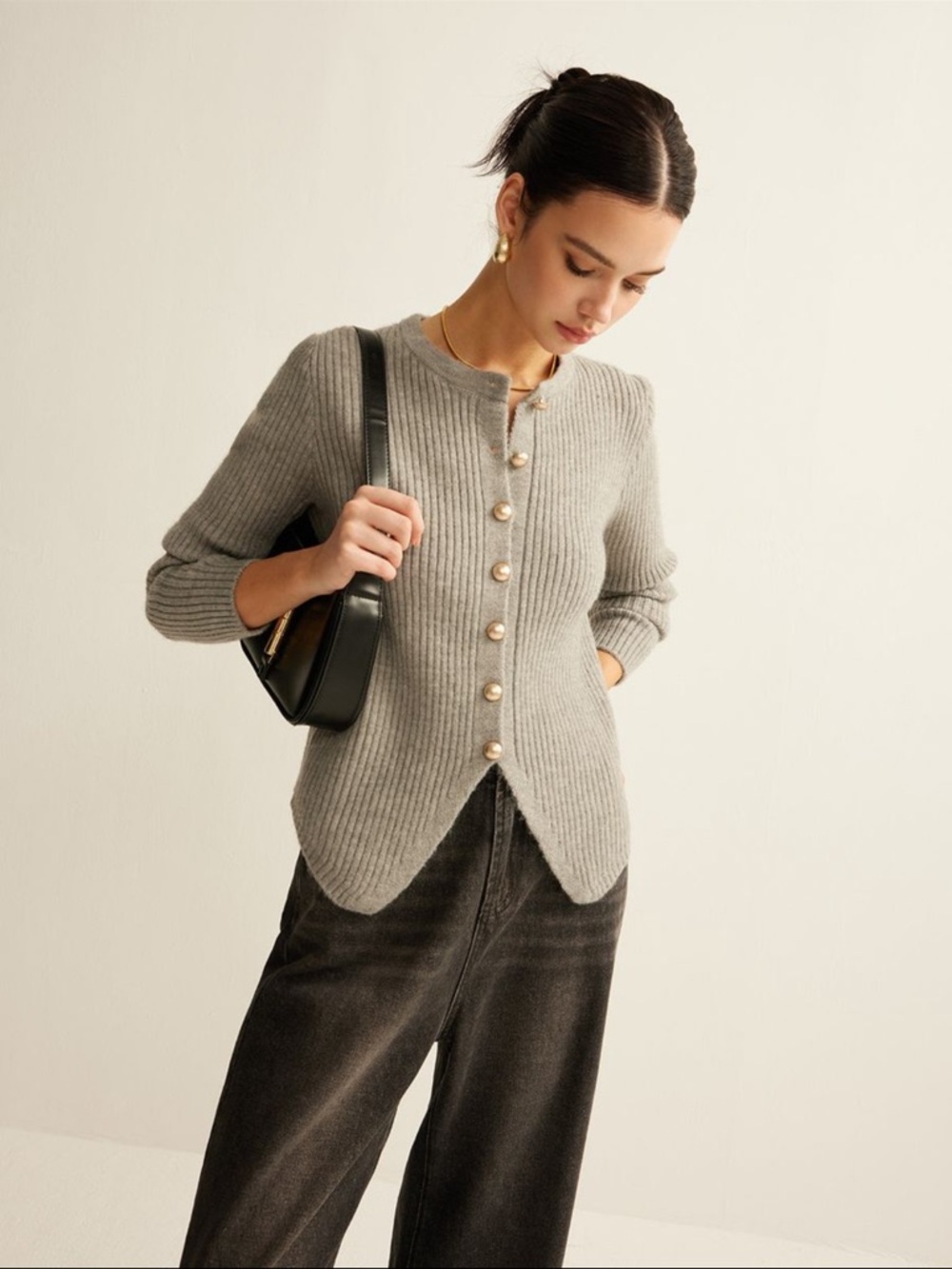 Commense button down split cardigan - Picture 2 of 5